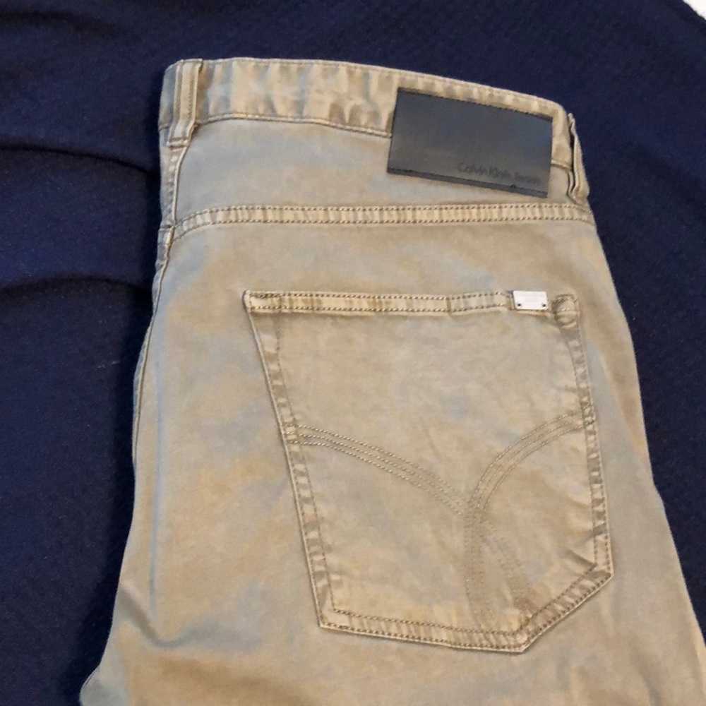 Calvin Klein Men Khaki tan slim straight Jeans